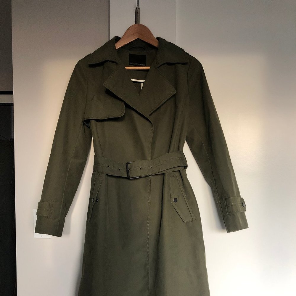 Banana Republic Trench Coat Women's Size XS Green